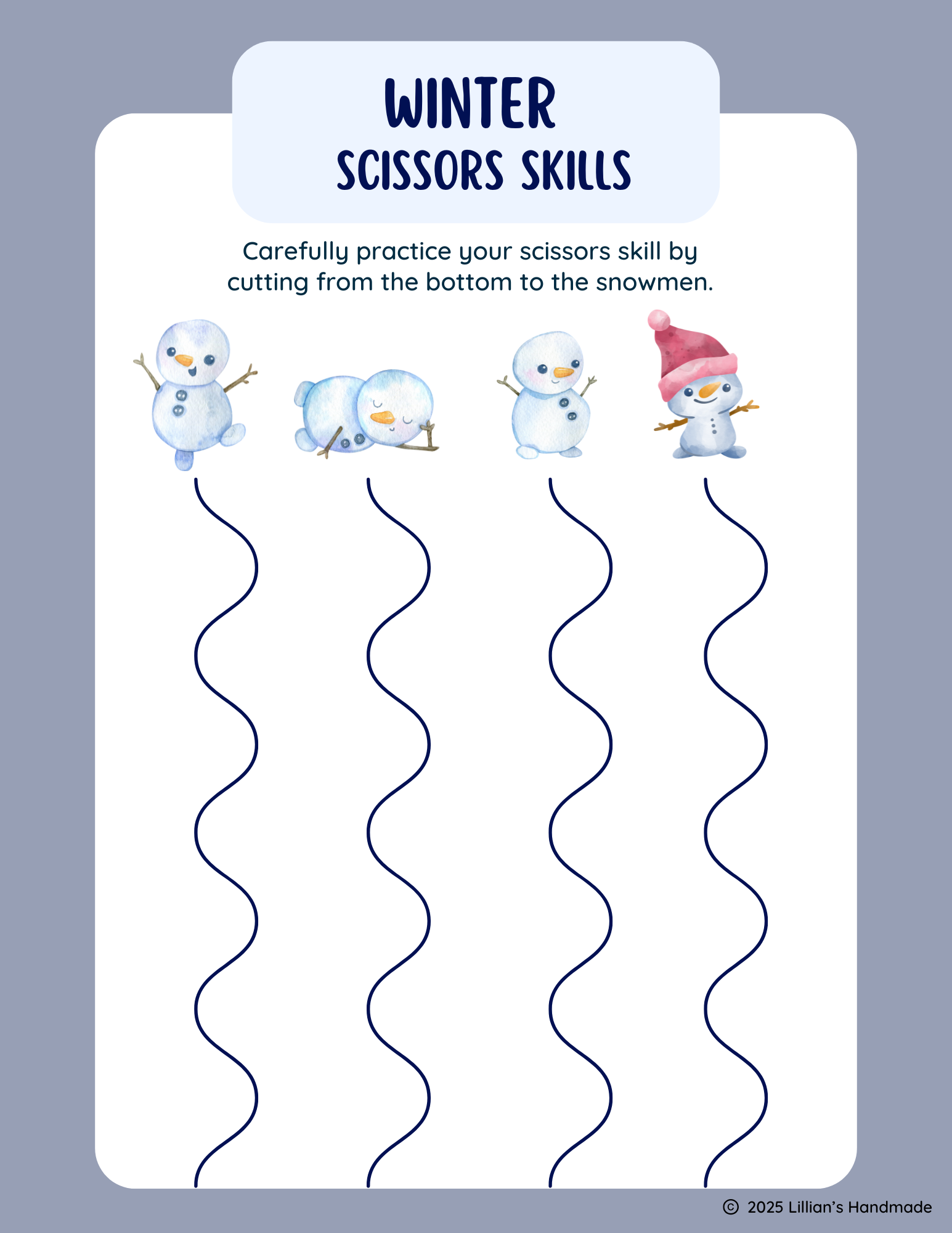 Winter Scissors Skills Snowmen – Lillian's Handmade